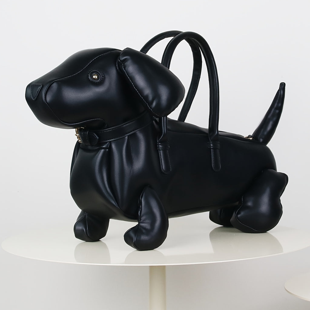 2024 New Fashionable Cartoon Dachshund Dog Handbag - Lightweight, Large Capacity, Soft PU Leather, Zip Closure, Polyester Lining, Guards on Edges, Made in Guangzhou