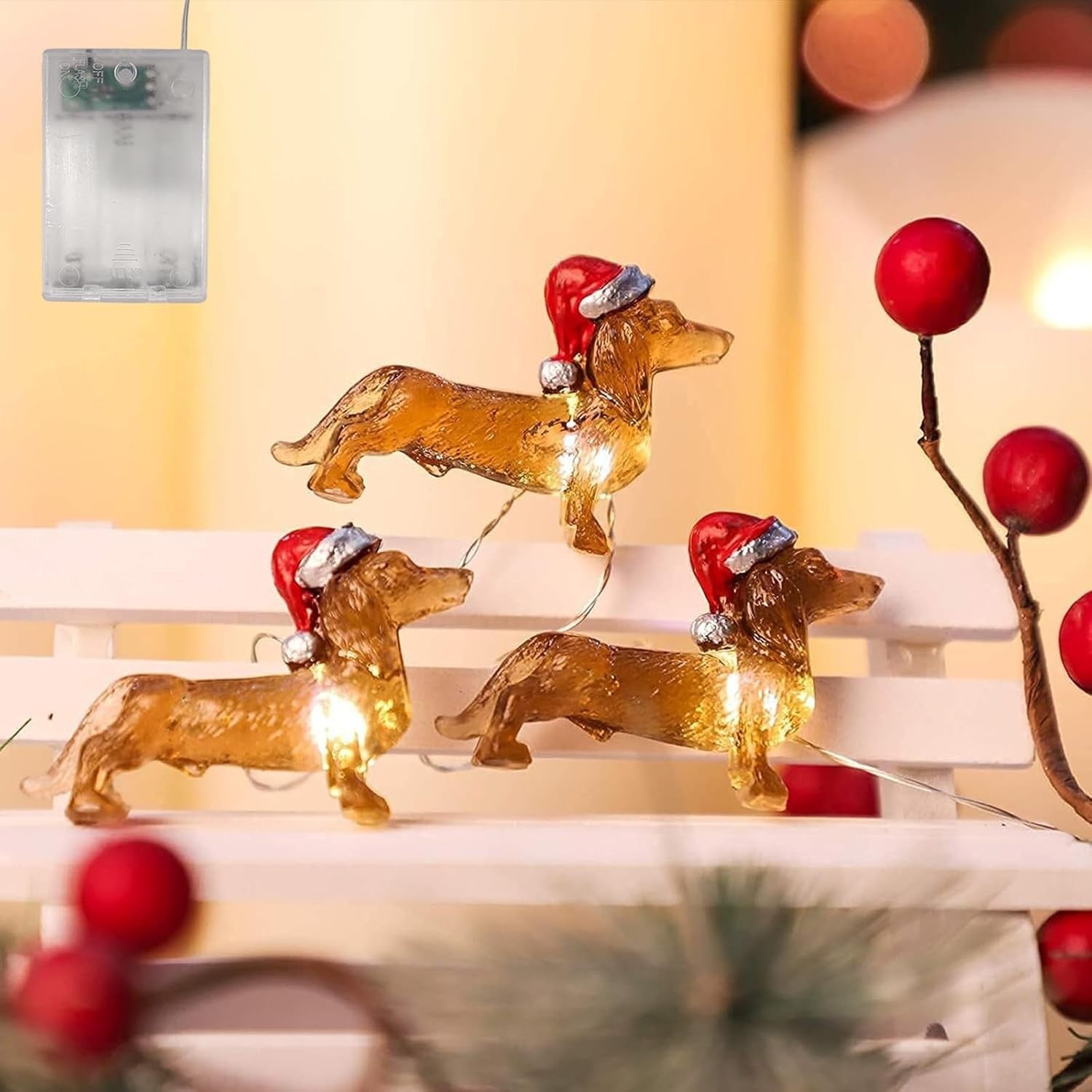 Mini Dachshund Shaped Sausage Dog Gifts Christmas Tree Decor 39.37/ 78.74/ 118.11inch, Holiday Decorations, Playful Christmas Piece, Cute Dog Ornament, Highquality Sausage Design, Lightweight Ornament, Sausage Dog Ornament, D