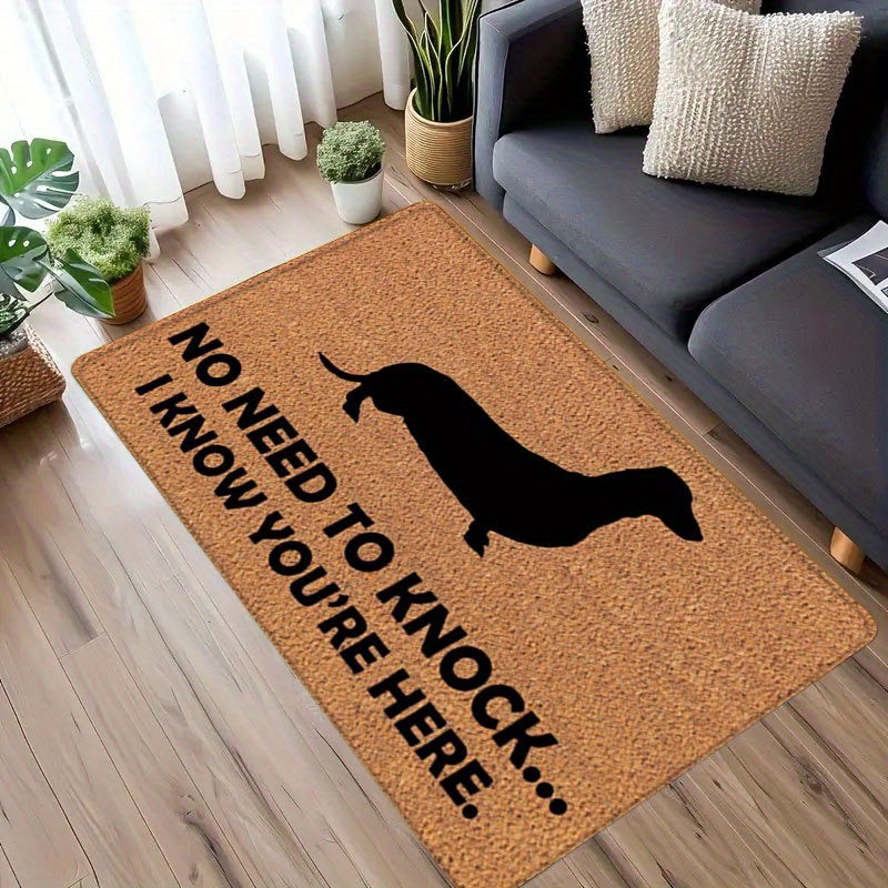 Dachshund Silhouette Flannel Doormat, Super Absorbent & Washable Anti-Slip, Indoor/Outdoor Use, Polyester, Machine Washable, Ideal for Bathroom Home Decor Camping, Playful Design, Durable Mat, 1pc