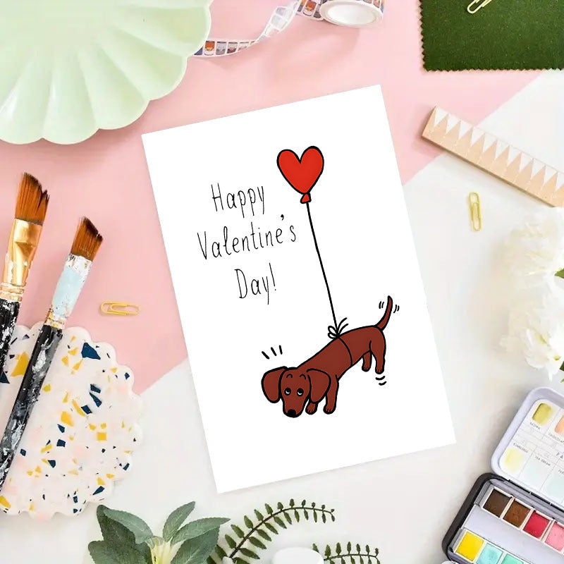 1pc, Romantic Dachshund Valentine'S Day Greeting Card (4.7x7.1 inches), Unique Love Message with Envelope, Perfect for Partner, Husband, Wife, Boyfriend, Girlfriend, Anniversary Celebration, High-Quality Paper Card