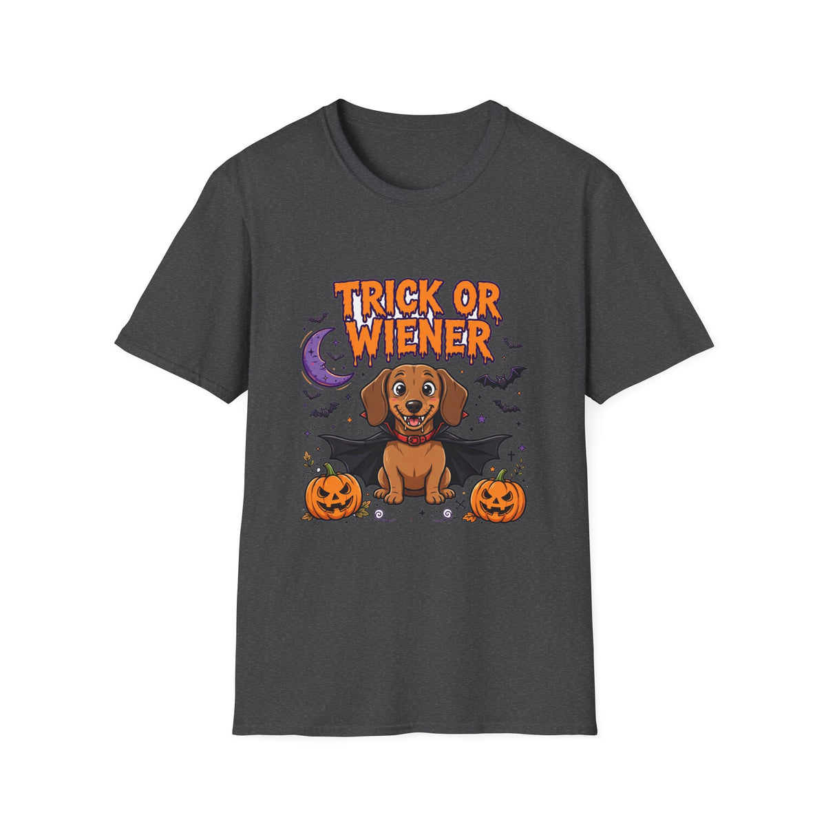 Trick or Wiener T-Shirt | Vampire Dachshund Halloween Graphic Tee