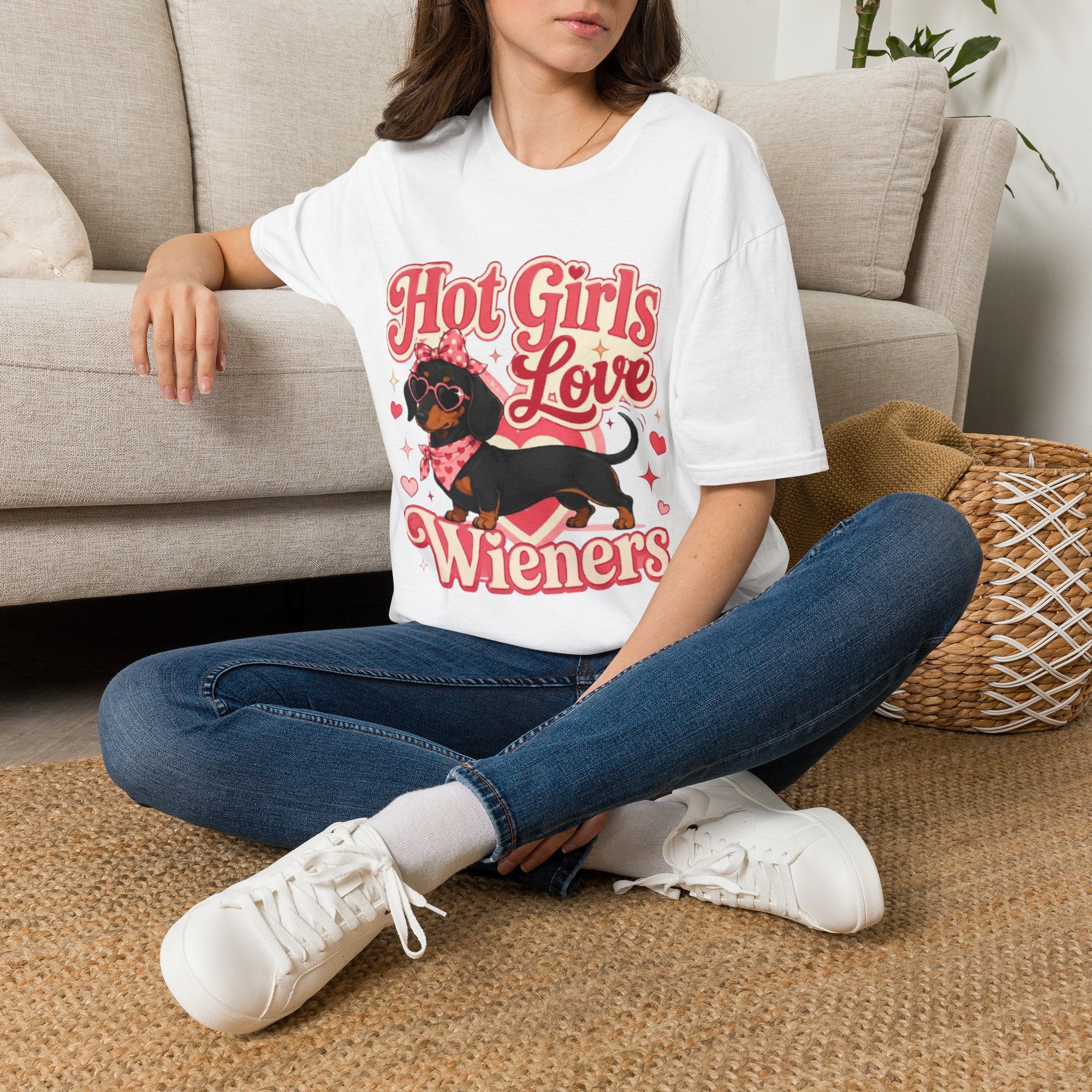 Hot Girls Love Wieners T-Shirt — Cute Dachshund Graphic Tee