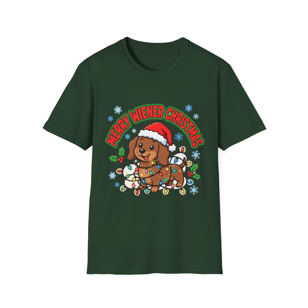 Merry Wiener Christmas T-Shirt | Santa Dachshund Holiday Graphic Tee