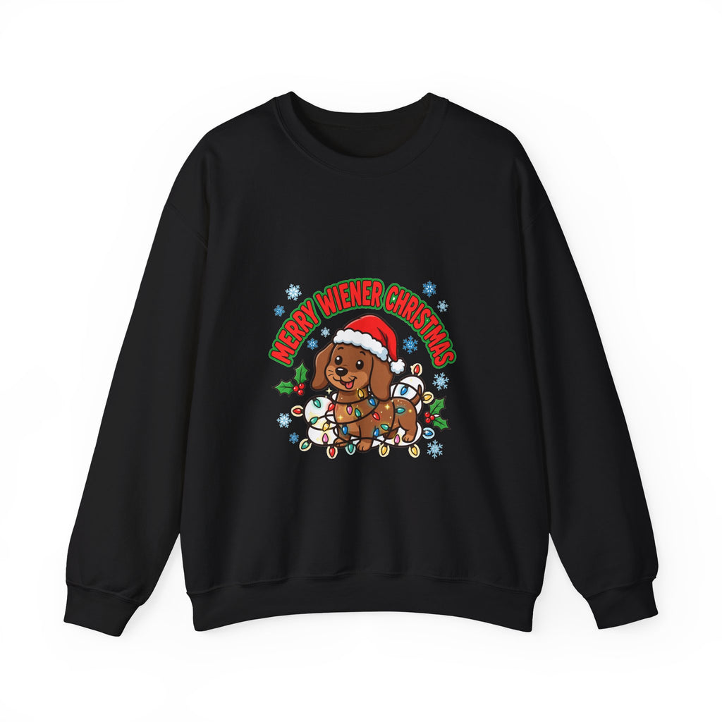 Merry Wiener Christmas Sweatshirt | Santa Dachshund Holiday Crewneck