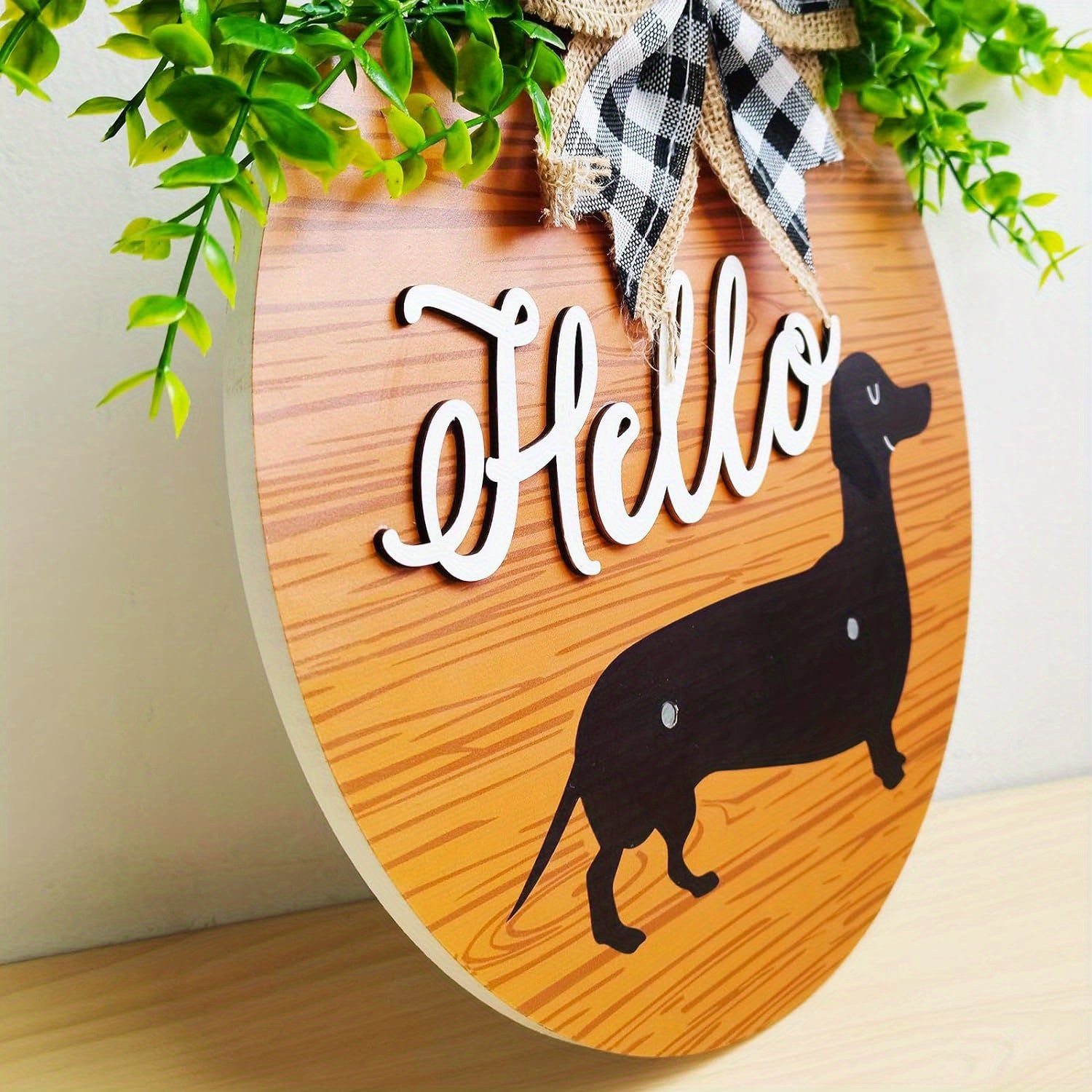 1pc Rustic Dachshund Dog Wooden Door Hanger Ornament - 18 Pcs Interchangeable Seasonal Home Decor, Replaceable Hanging Vertical Welcome Sign, Perfect for Outdoor Xmas and Fall Decor, Front Door, Porch, Wall Decoration