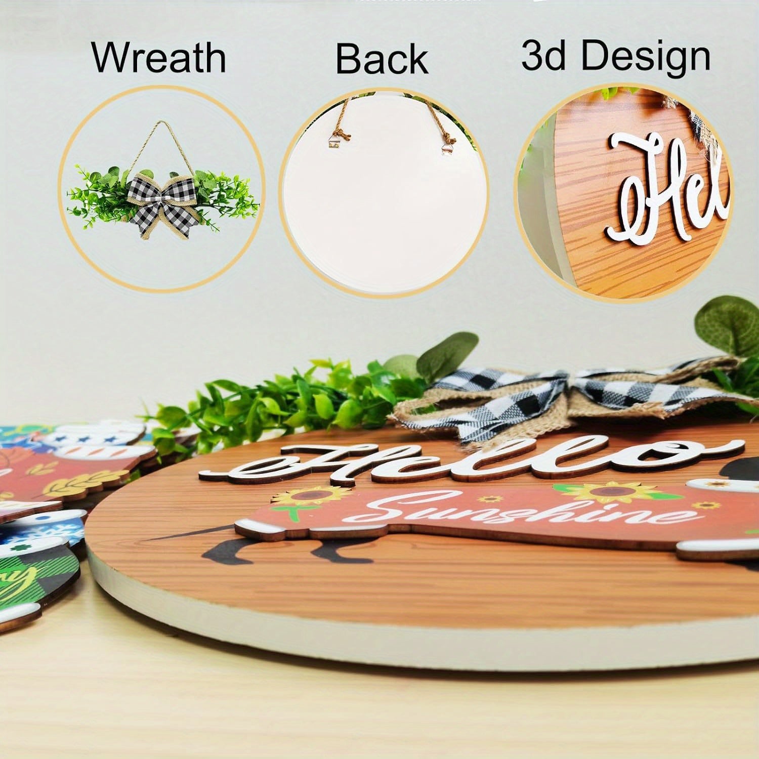 1pc Rustic Dachshund Dog Wooden Door Hanger Ornament - 18 Pcs Interchangeable Seasonal Home Decor, Replaceable Hanging Vertical Welcome Sign, Perfect for Outdoor Xmas and Fall Decor, Front Door, Porch, Wall Decoration