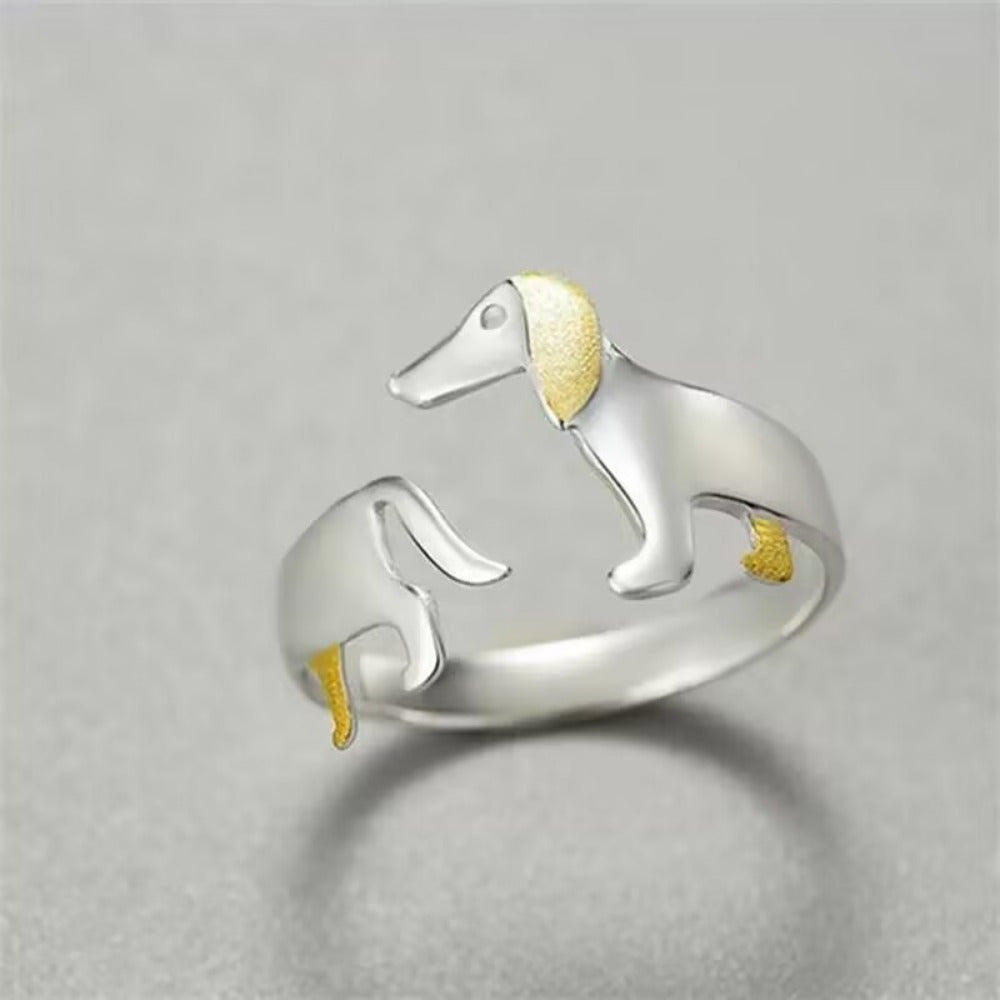 1pc, Cute & Simple Adjustable Cartoon Dachshund Dog Ring, Fashion Jewelry For Women, Perfect For Gifting