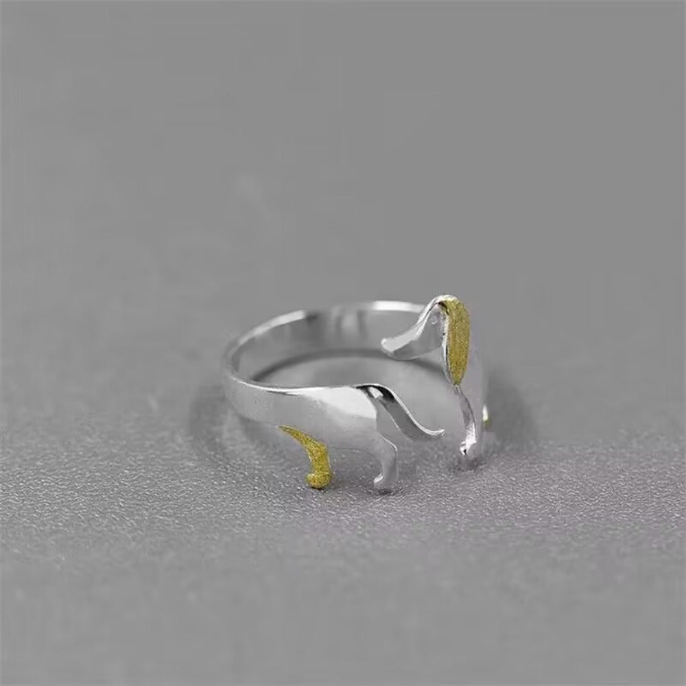 1pc, Cute & Simple Adjustable Cartoon Dachshund Dog Ring, Fashion Jewelry For Women, Perfect For Gifting