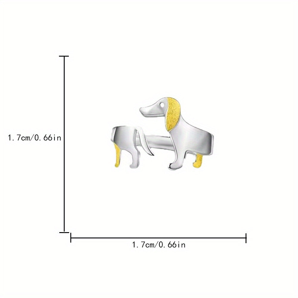 1pc, Cute & Simple Adjustable Cartoon Dachshund Dog Ring, Fashion Jewelry For Women, Perfect For Gifting
