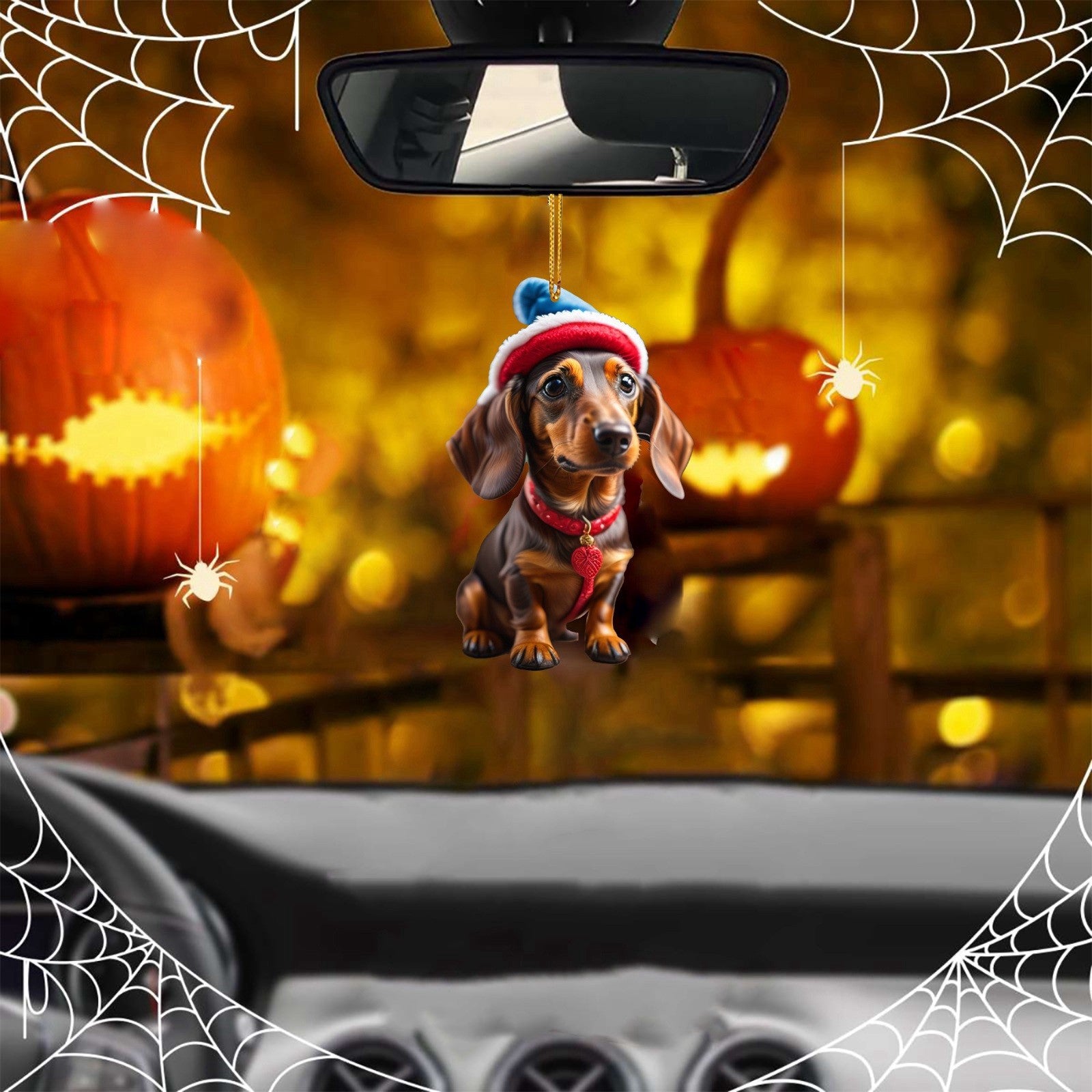 9 adornos acrílicos para coche con forma de perro salchicha, estilo art déco, para decorar el hogar y el árbol de Navidad. No requieren electricidad, sin plumas, ideales para regalar en las fiestas.