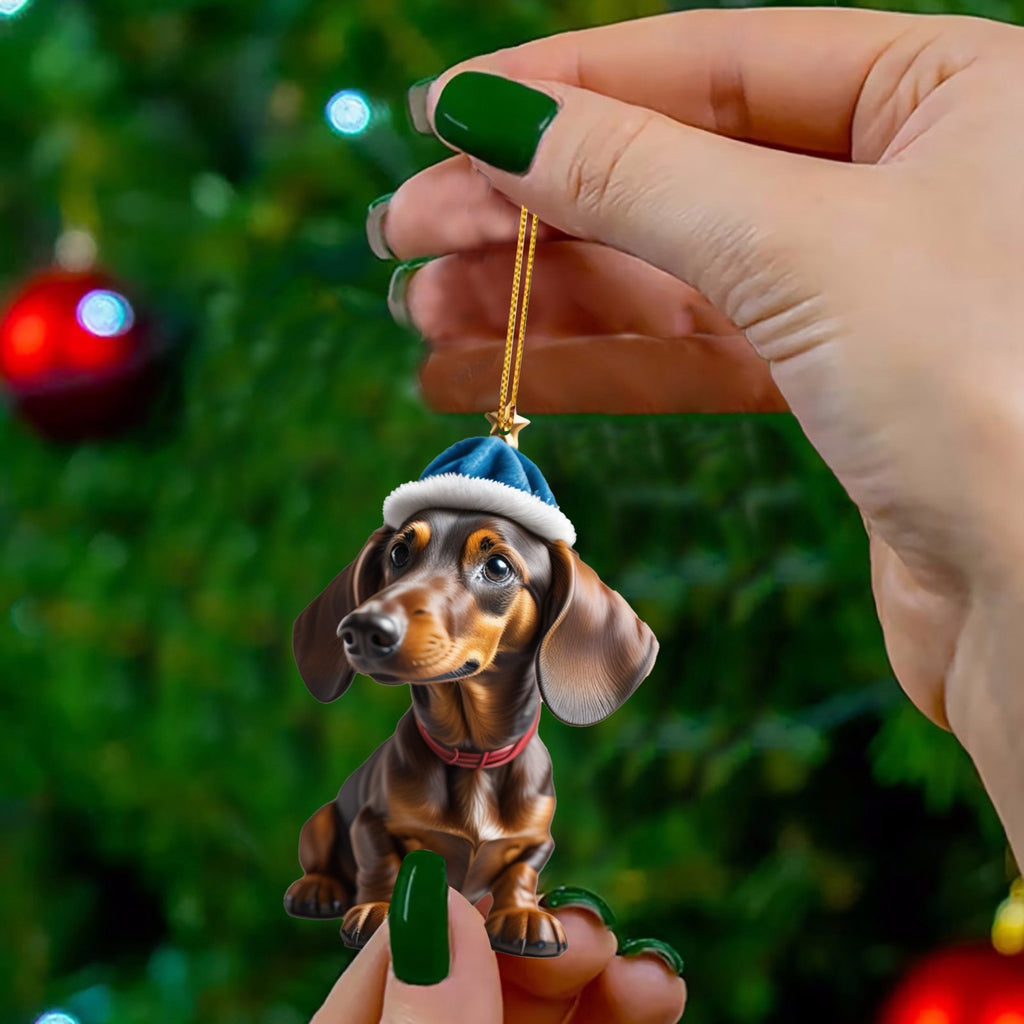9pcs Acrylic Dachshund Dog Car Hangings - Art Deco Style Animal-Themed Ornaments, Home & Christmas Tree Decor, No Power Required, Featherless, Ideal for Holiday Gifting