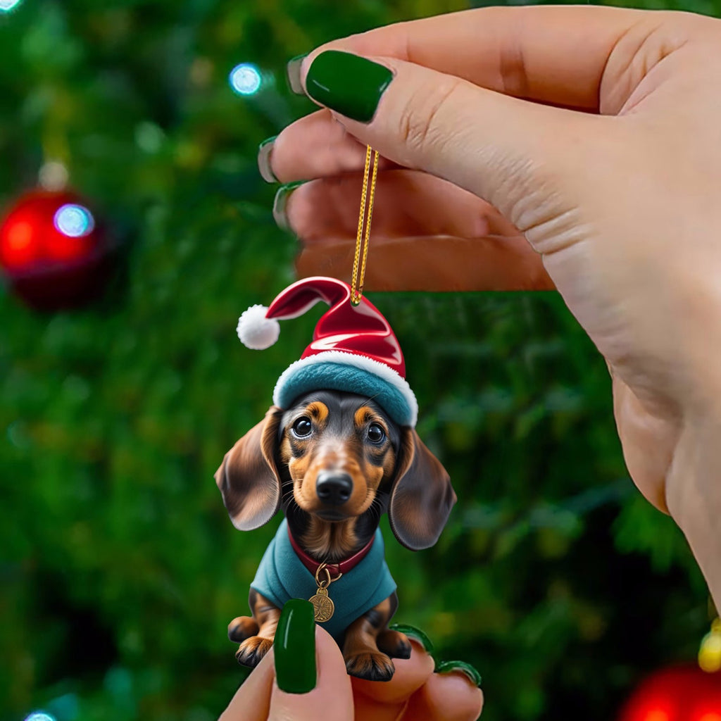 9pcs Acrylic Dachshund Dog Car Hangings - Art Deco Style Animal-Themed Ornaments, Home & Christmas Tree Decor, No Power Required, Featherless, Ideal for Holiday Gifting