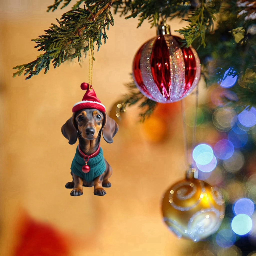 9pcs Acrylic Dachshund Dog Car Hangings - Art Deco Style Animal-Themed Ornaments, Home & Christmas Tree Decor, No Power Required, Featherless, Ideal for Holiday Gifting
