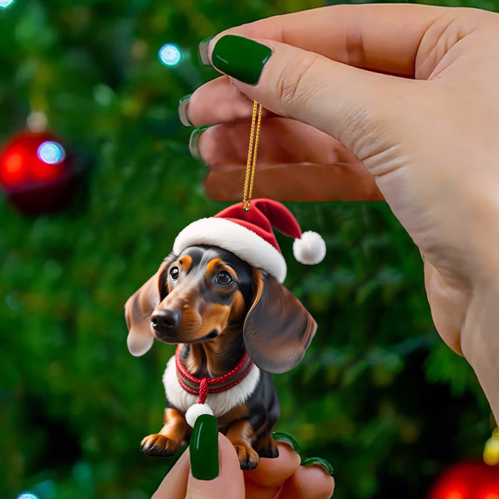 9pcs Acrylic Dachshund Dog Car Hangings - Art Deco Style Animal-Themed Ornaments, Home & Christmas Tree Decor, No Power Required, Featherless, Ideal for Holiday Gifting