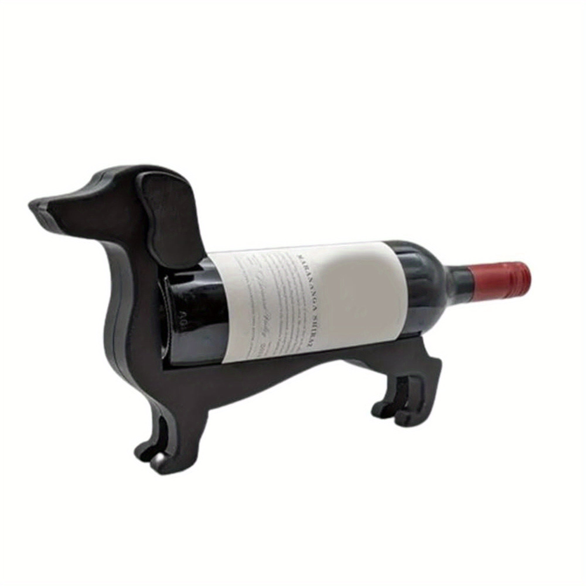Dachshund-Shaped Bottle Holder, Humorous Countertop Display Stand for Beverages, Liquor and Glass Bottles, Durable Plastic Material