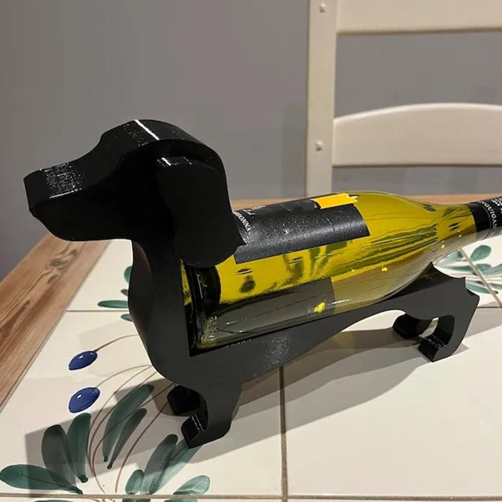 Dachshund-Shaped Bottle Holder, Humorous Countertop Display Stand for Beverages, Liquor and Glass Bottles, Durable Plastic Material