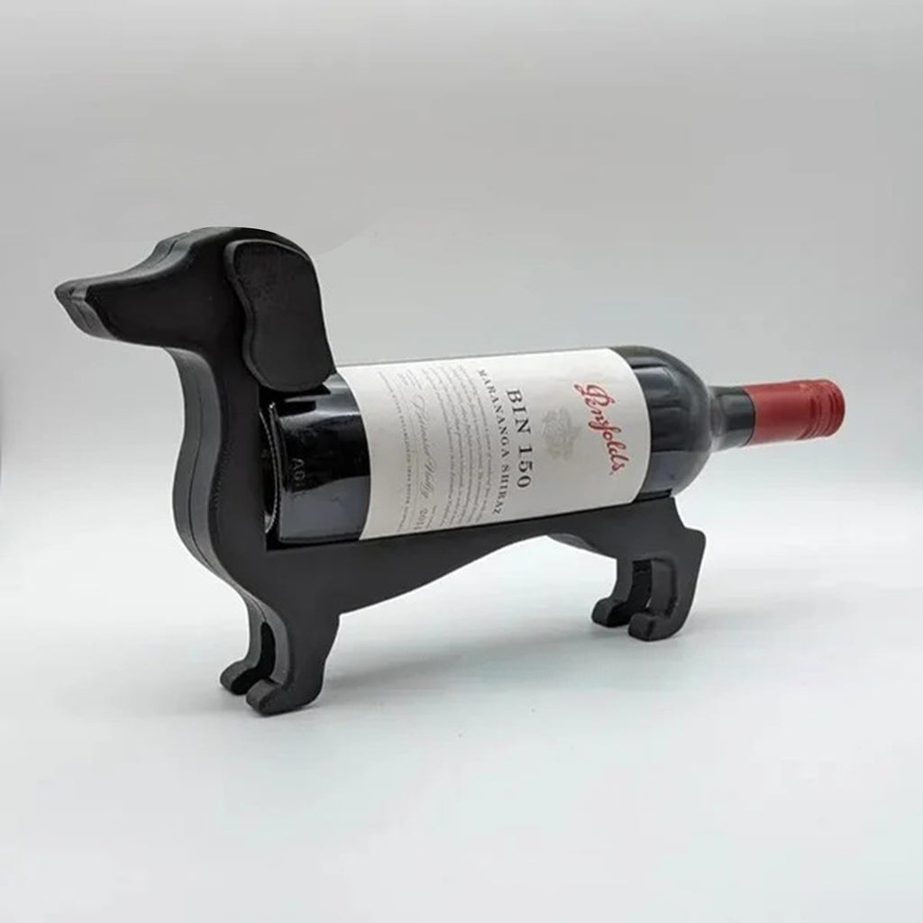 Dachshund-Shaped Bottle Holder, Humorous Countertop Display Stand for Beverages, Liquor and Glass Bottles, Durable Plastic Material