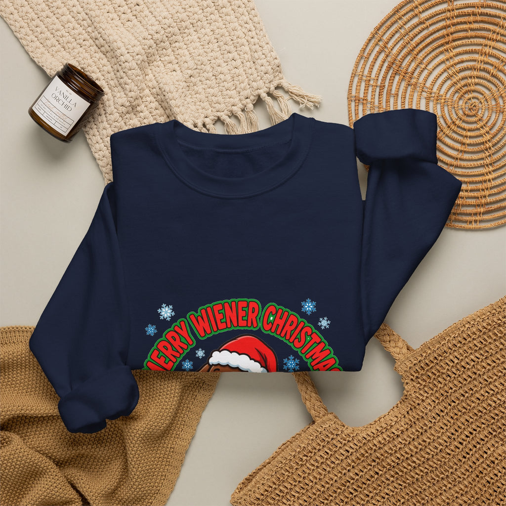 Merry Wiener Christmas Sweatshirt | Santa Dachshund Holiday Crewneck