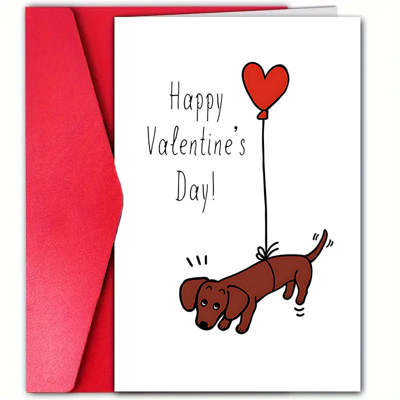 1pc, Romantic Dachshund Valentine'S Day Greeting Card (4.7x7.1 inches), Unique Love Message with Envelope, Perfect for Partner, Husband, Wife, Boyfriend, Girlfriend, Anniversary Celebration, High-Quality Paper Card