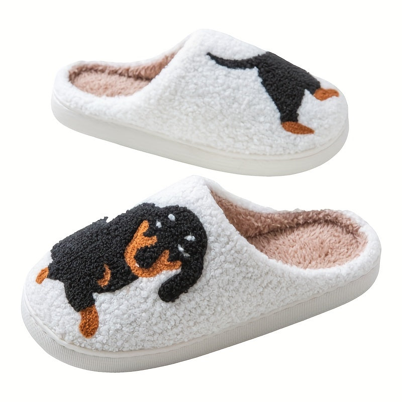 Cozy Cartoon Dachshund Slippers - Ultra-Soft Sole Platform, Plush Lined, Non-Slip, Comfortable, Warm, and Relaxing Footwear for Home, Lounge, or Leisure - Perfect for Casual Wear