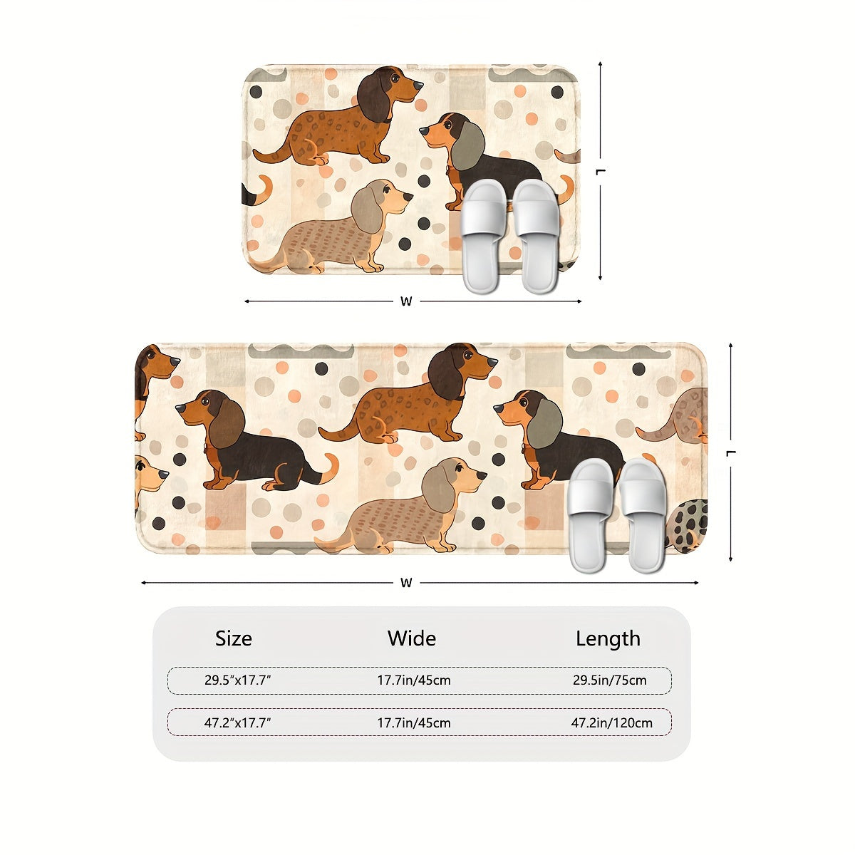 Adorable felpudo para perro salchicha: antideslizante, lavable a máquina, para cocina, baño y lavadero.