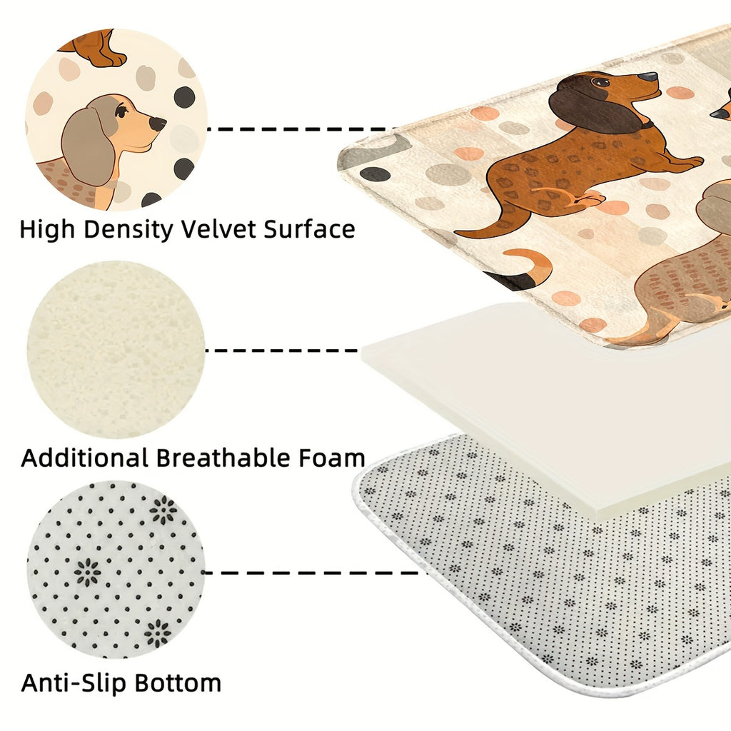 Adorable Dachshund Dog Door Mat - Non-Slip, Machine Washable Entrance Rug for Kitchen, Bathroom & Laundry Room