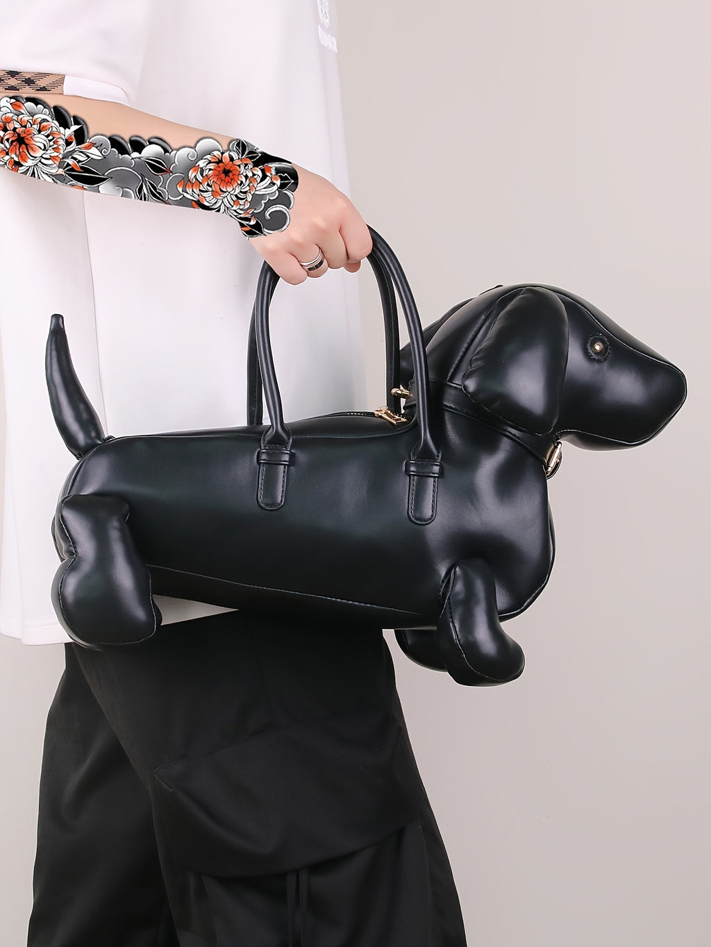 2024 New Fashionable Cartoon Dachshund Dog Handbag - Lightweight, Large Capacity, Soft PU Leather, Zip Closure, Polyester Lining, Guards on Edges, Made in Guangzhou