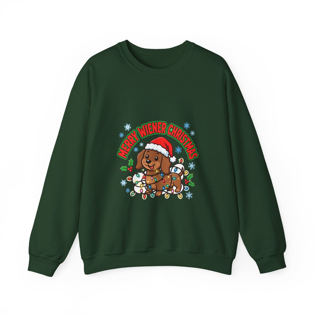 Merry Wiener Christmas Sweatshirt | Santa Dachshund Holiday Crewneck