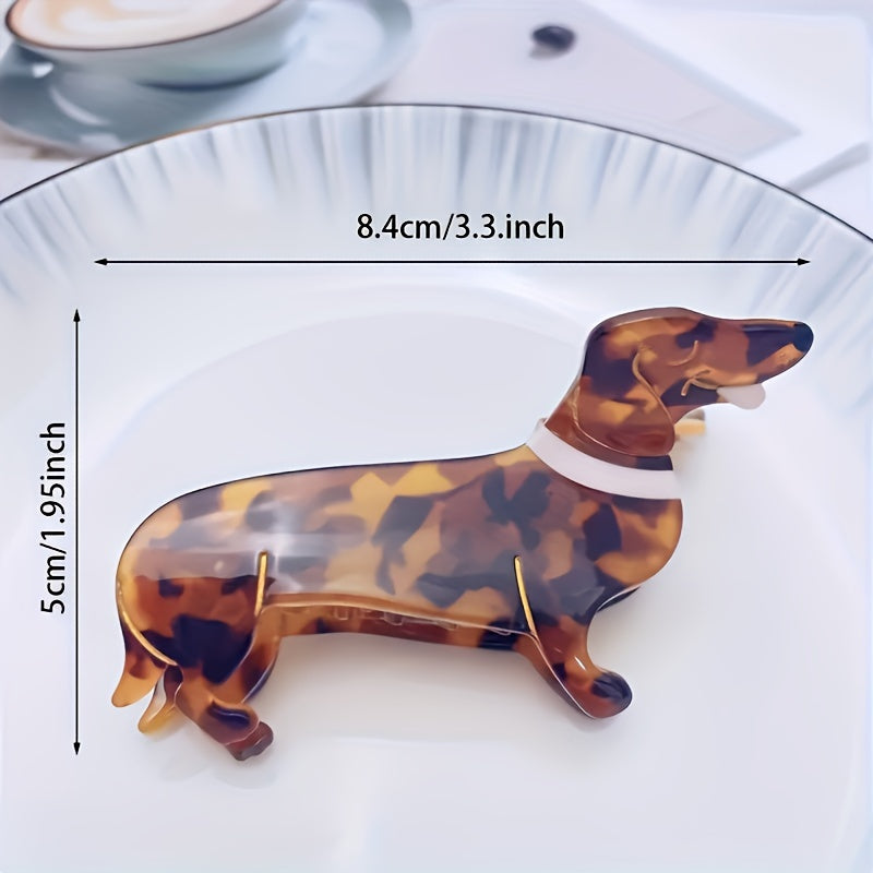 Cute Dachshund Puppy Shaped Hair Claw Clip, Large Size, Non-Slip Strong Hold, Suitable For Women Wear