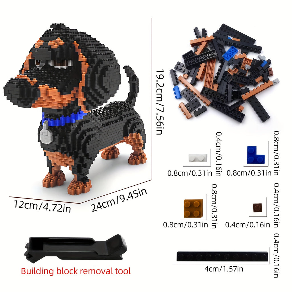 2100+Pcs Microparticle/Mini Building Blocks Set Cute Animal Dachshund Dog Model Holiday Gift Decoration Christmas Halloween Gift