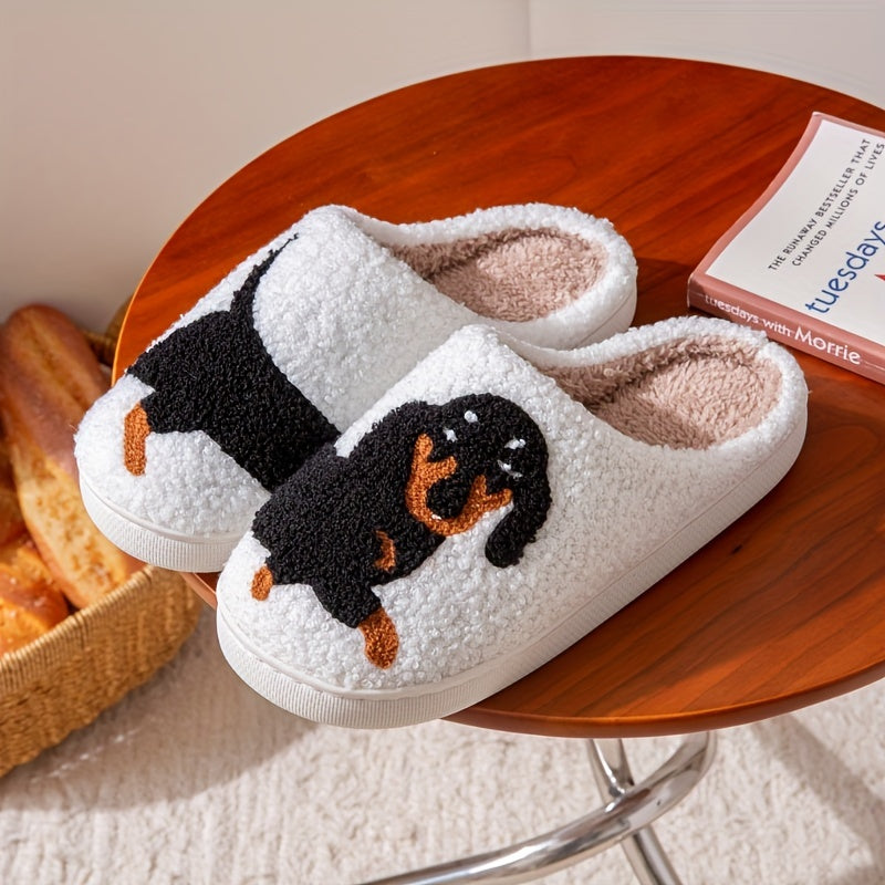Cozy Cartoon Dachshund Slippers - Ultra-Soft Sole Platform, Plush Lined, Non-Slip, Comfortable, Warm, and Relaxing Footwear for Home, Lounge, or Leisure - Perfect for Casual Wear
