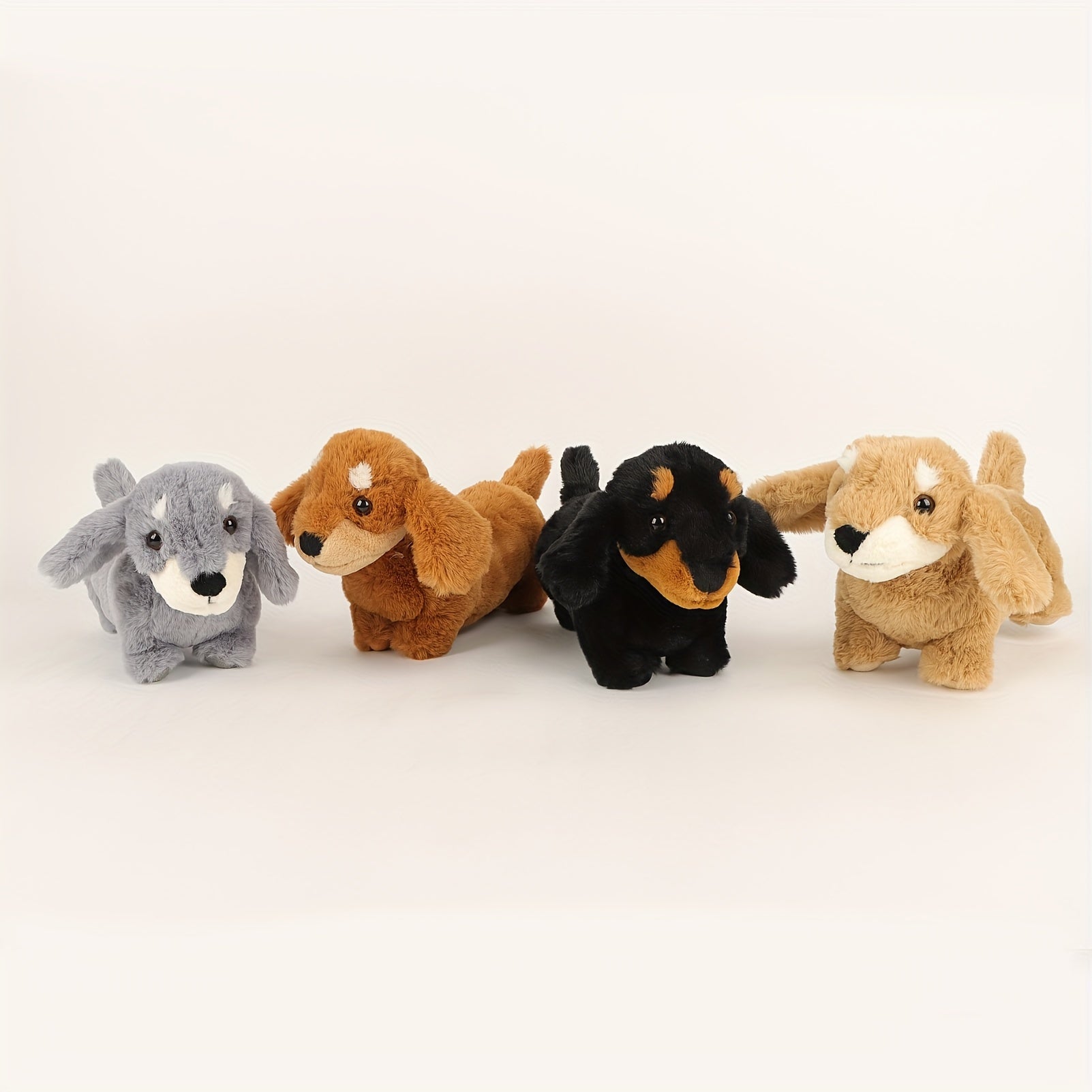 Dachshund Plush Cuddle Buddy – 11" Ultra-Soft Stuffed Doxie in Black, Gray, & Brown