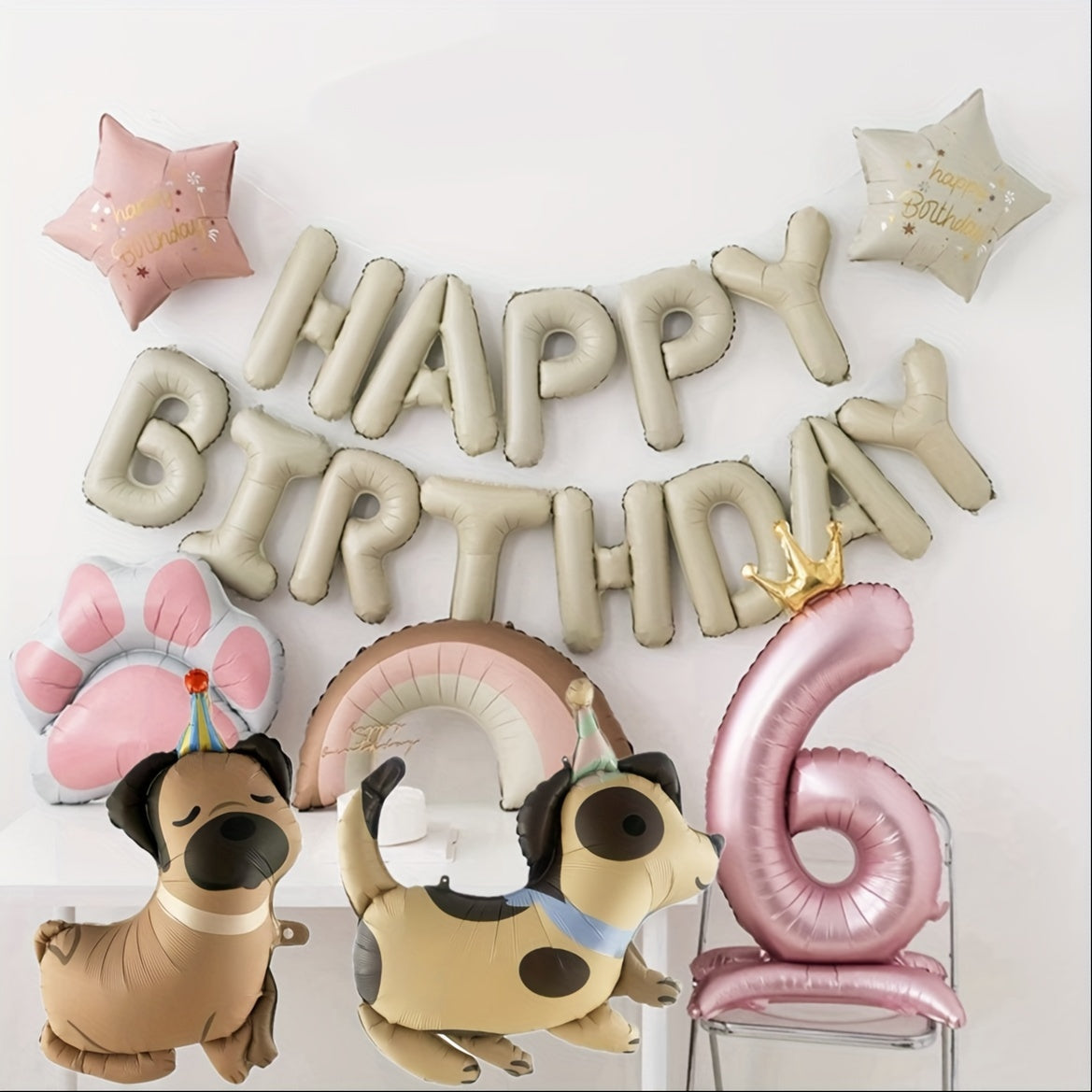 [Dog Birthday Party Balloons] Adorable Pet Birthday Party Balloons - Dachshund, Dalmatian, Husky & Bichon Designs with Stand-Up Feature - Perfect for Dog Lovers' Celebrations, Dog Birthday Party Supplies