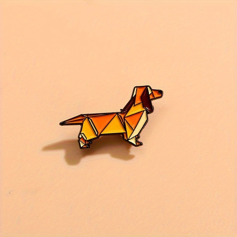 Geometric Dachshund Pin - Enamel Brooch for Everyday Wear on Bags, Hats, and Jackets - Suitable for Women and Men - DIY Accessory Gift
