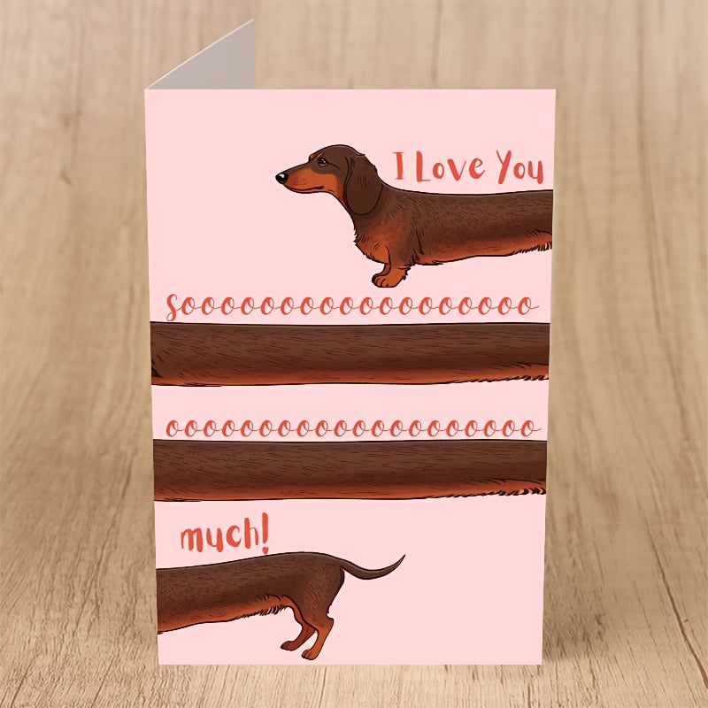 Dachshund-Themed Love Card with Envelope - Perfect for Valentine's Day & Anniversaries, Romantic Gesture for Spouse or Partner