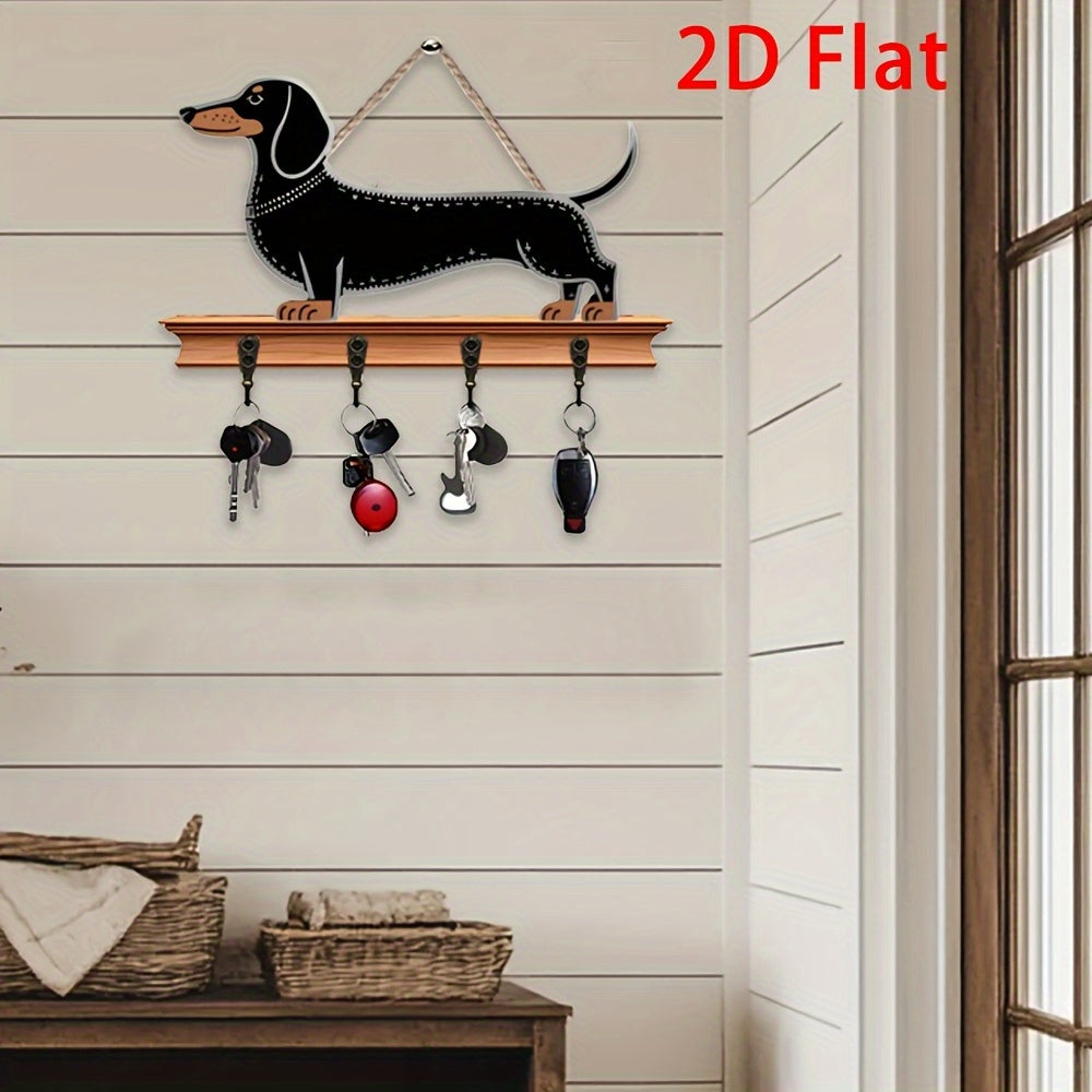 2D Flat 1pc Vintage Dachshund Themed Wooden Hook Wall Decoration, Suitable for Entryway, Office, or Living Room, Perfect Gift for Animal Lovers, Home Decor Accessory| Work Dog Design| Wooden Wall Art
