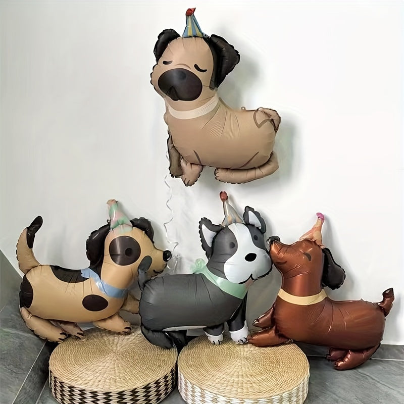 [Dog Birthday Party Balloons] Adorable Pet Birthday Party Balloons - Dachshund, Dalmatian, Husky & Bichon Designs with Stand-Up Feature - Perfect for Dog Lovers' Celebrations, Dog Birthday Party Supplies