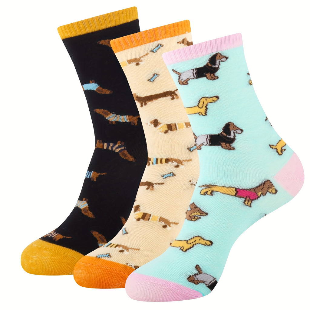 5 Pairs Dachshund Gifts for Sausage Dog Lovers Funny Novelty Crew Socks Dachshund Socks Gifts for Women Daughter Sister Friend Christmas Birthday Presents