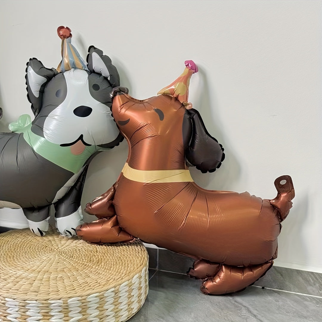 [Dog Birthday Party Balloons] Adorable Pet Birthday Party Balloons - Dachshund, Dalmatian, Husky & Bichon Designs with Stand-Up Feature - Perfect for Dog Lovers' Celebrations, Dog Birthday Party Supplies