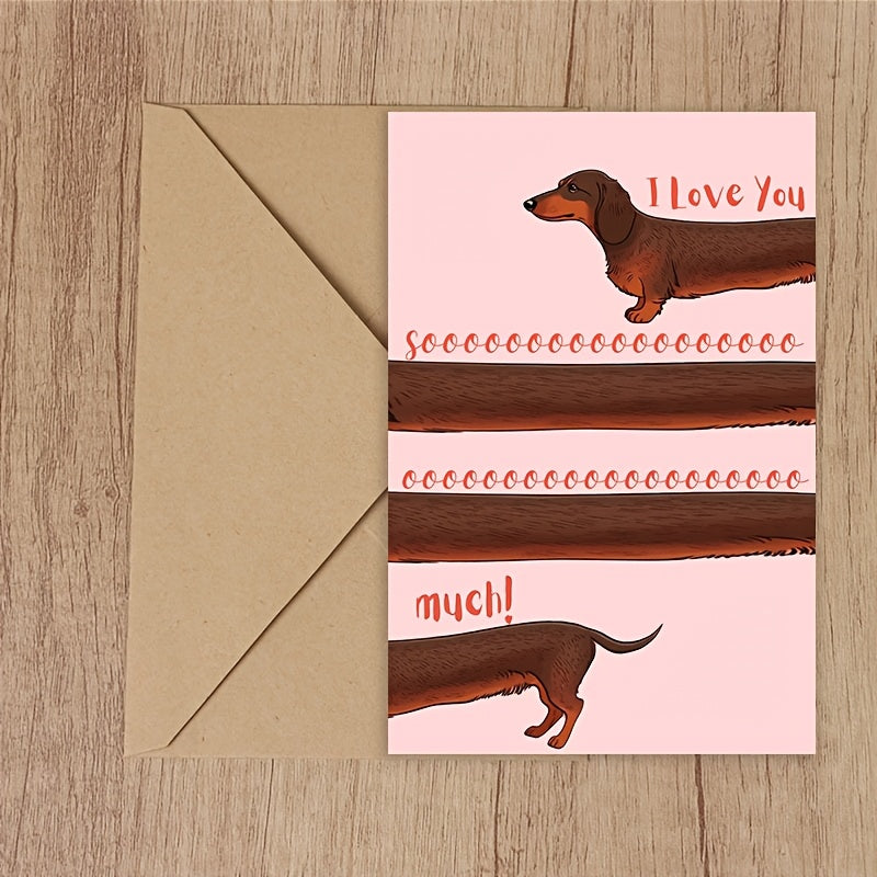 Dachshund-Themed Love Card with Envelope - Perfect for Valentine's Day & Anniversaries, Romantic Gesture for Spouse or Partner