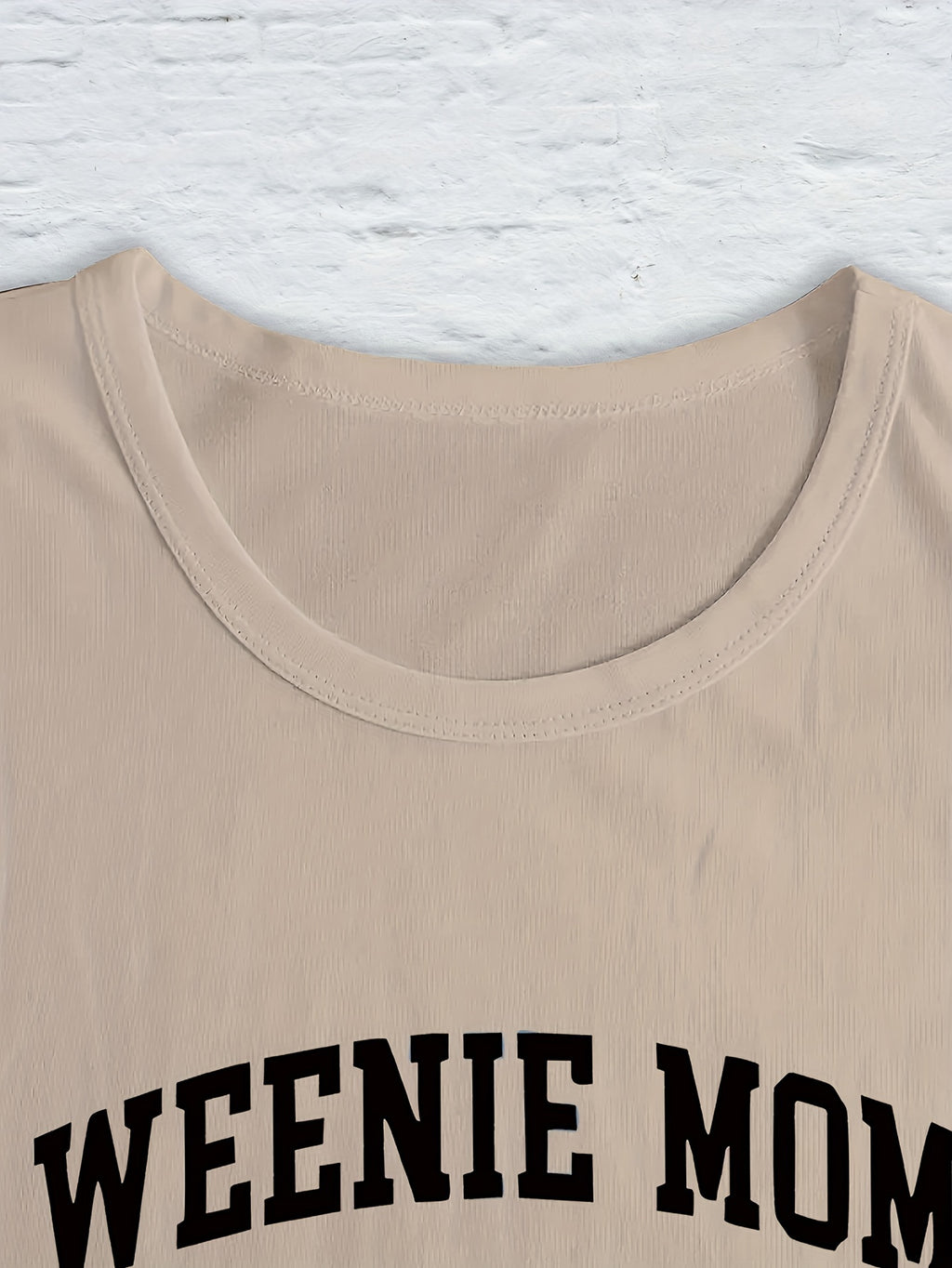 1pc Women'S Casual Long Sleeve T-Shirt with "Weenie Mom" Dachshund Print, Polyester Crew Neck Top for Spring & Fall, Regular Fit Letter Print Tee