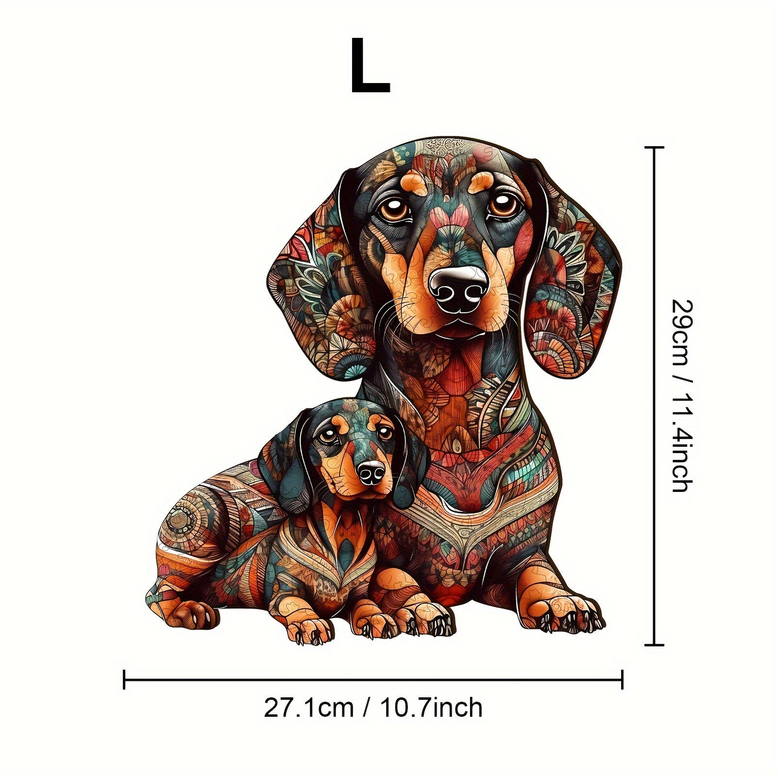 Dachshund Delight Artisan Wooden Puzzle – Irregular Shape Doxie Art Jigsaw