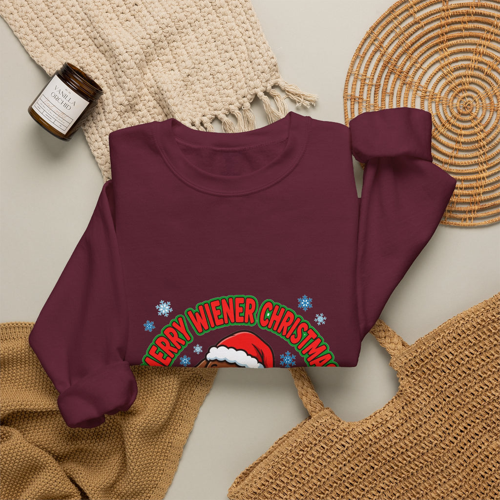Merry Wiener Christmas Sweatshirt | Santa Dachshund Holiday Crewneck