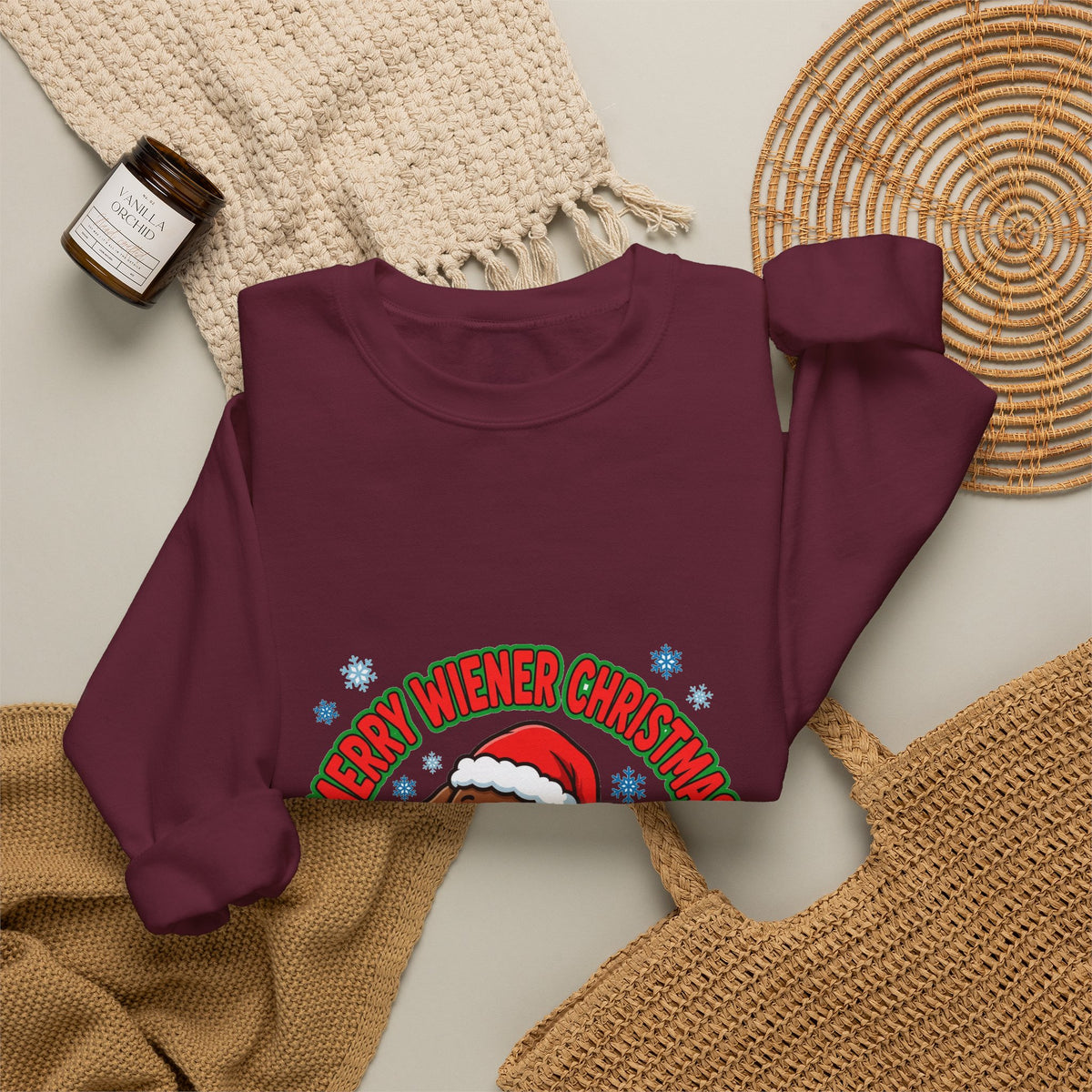 Merry Wiener Christmas Sweatshirt | Santa Dachshund Holiday Crewneck