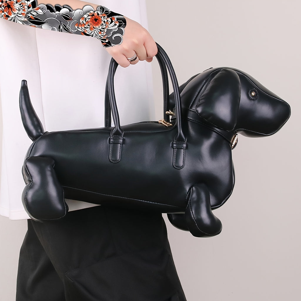 2024 New Fashionable Cartoon Dachshund Dog Handbag - Lightweight, Large Capacity, Soft PU Leather, Zip Closure, Polyester Lining, Guards on Edges, Made in Guangzhou