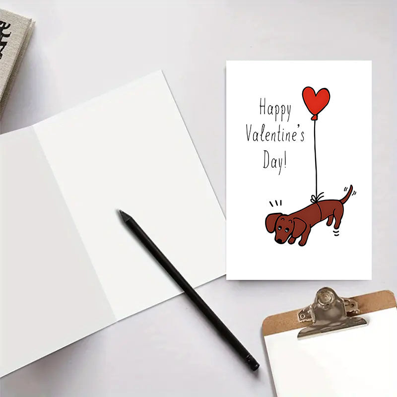 1pc, Romantic Dachshund Valentine'S Day Greeting Card (4.7x7.1 inches), Unique Love Message with Envelope, Perfect for Partner, Husband, Wife, Boyfriend, Girlfriend, Anniversary Celebration, High-Quality Paper Card