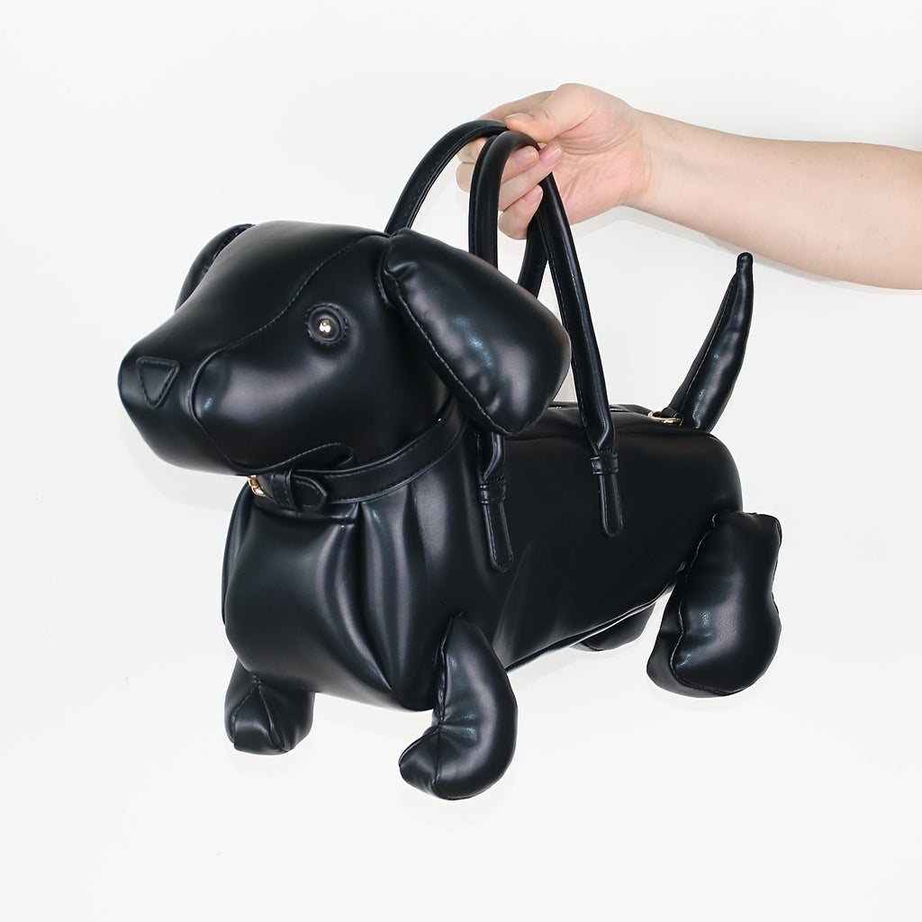 2024 New Fashionable Cartoon Dachshund Dog Handbag - Lightweight, Large Capacity, Soft PU Leather, Zip Closure, Polyester Lining, Guards on Edges, Made in Guangzhou