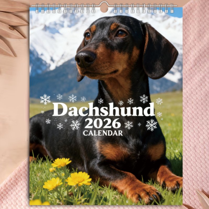 2026 Dachshund Wall Calendar - 1pc (11 X 8.2 Inches) | Twelve-Month Calendar | Durable Materials & High Printing Quality | Perfect Gift for Family & Friends | Christmas & Birthday Present Idea