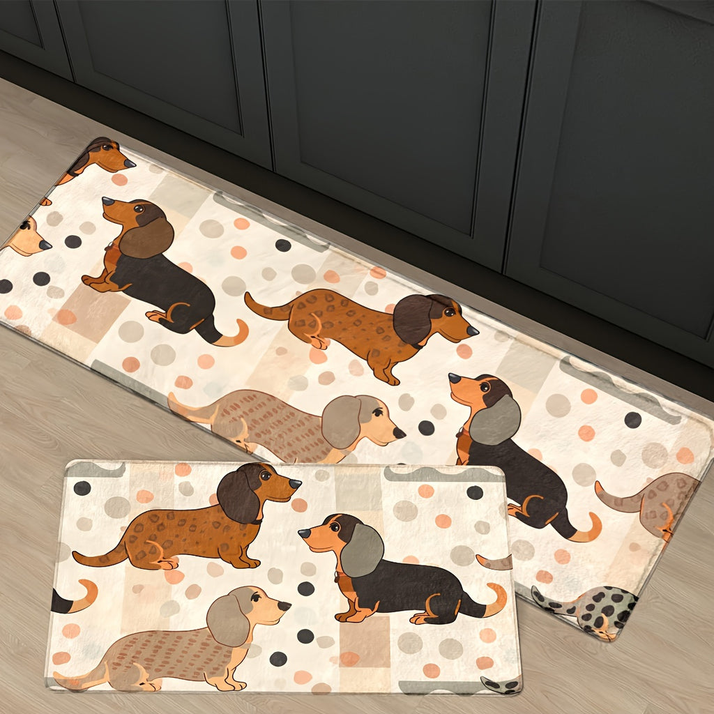 Adorable Dachshund Dog Door Mat - Non-Slip, Machine Washable Entrance Rug for Kitchen, Bathroom & Laundry Room