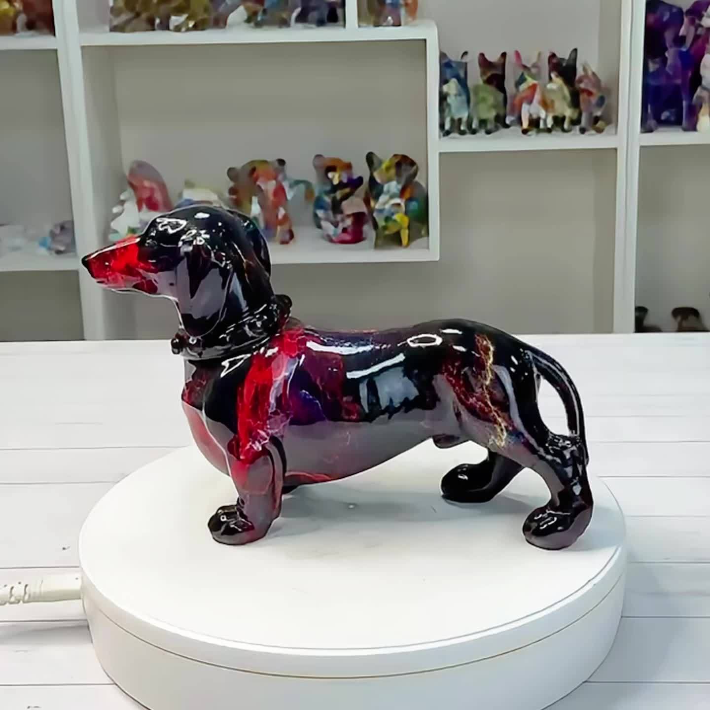 Art Deco Resin Dachshund Dog Sculpture, 1pc Collectible Alphabet Animal Figurine, Modern Home Decor for Living Room Bedroom, No Electricity Required, Ideal for Christmas Thanksgiving Valentine's Day Gifts